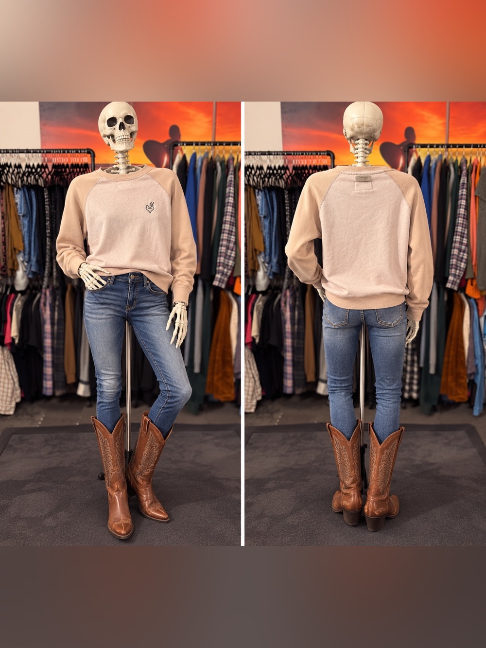 Browning Beige Raglan Sweatshirt with Chest Logo
